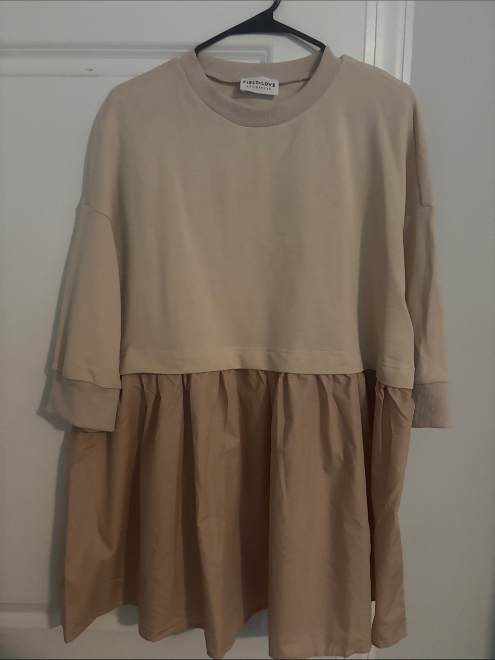 First Love Two-Tone Beige Mini Dress